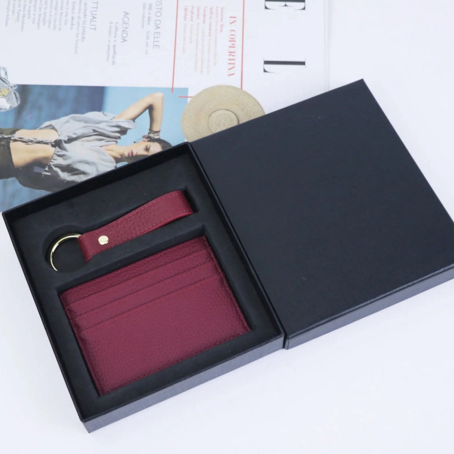 Pebble cardholder & keychain gift set - Goldbar