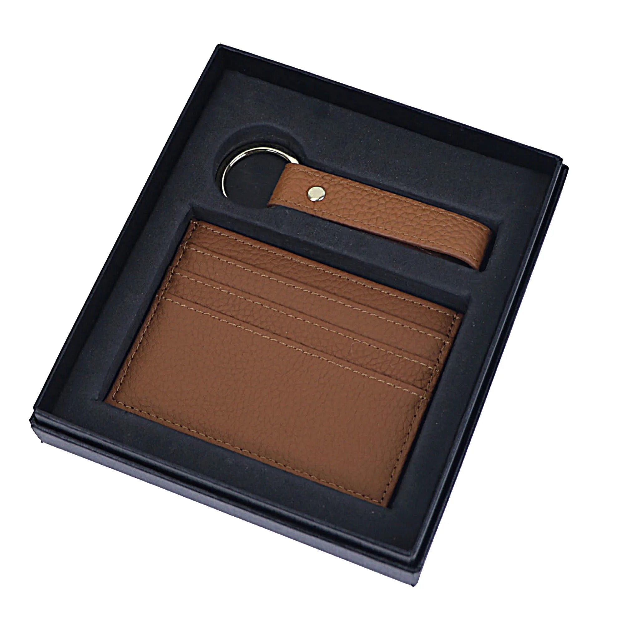 Pebble cardholder & keychain gift set - Goldbar