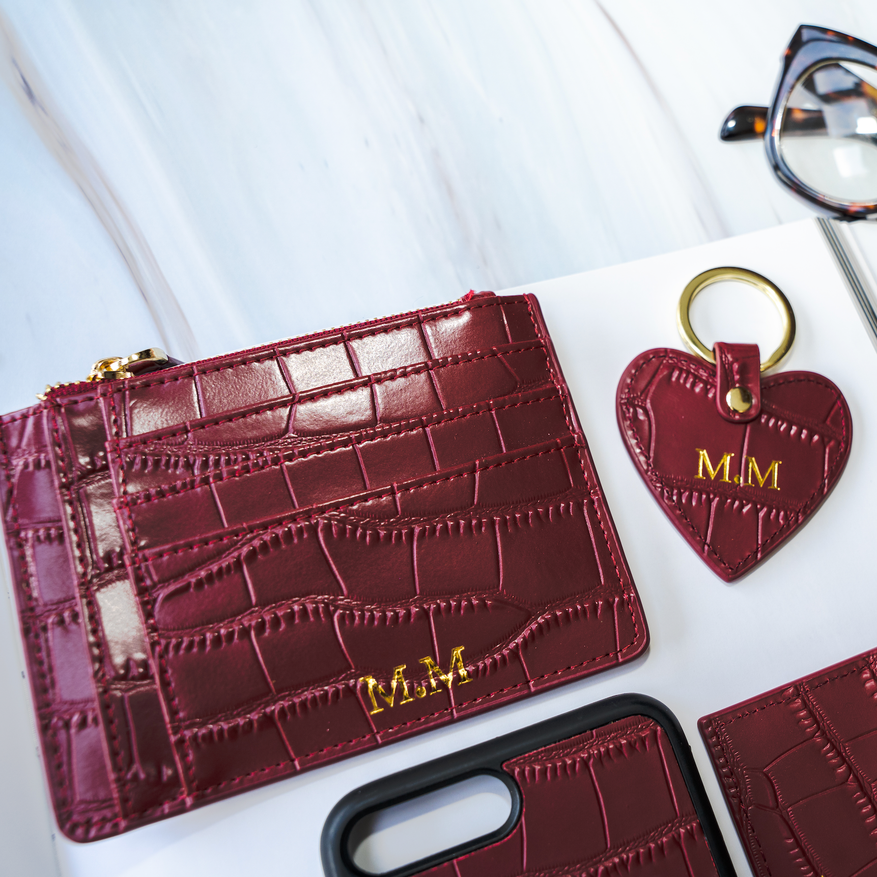 Croc Zip Card Holder - Goldbar