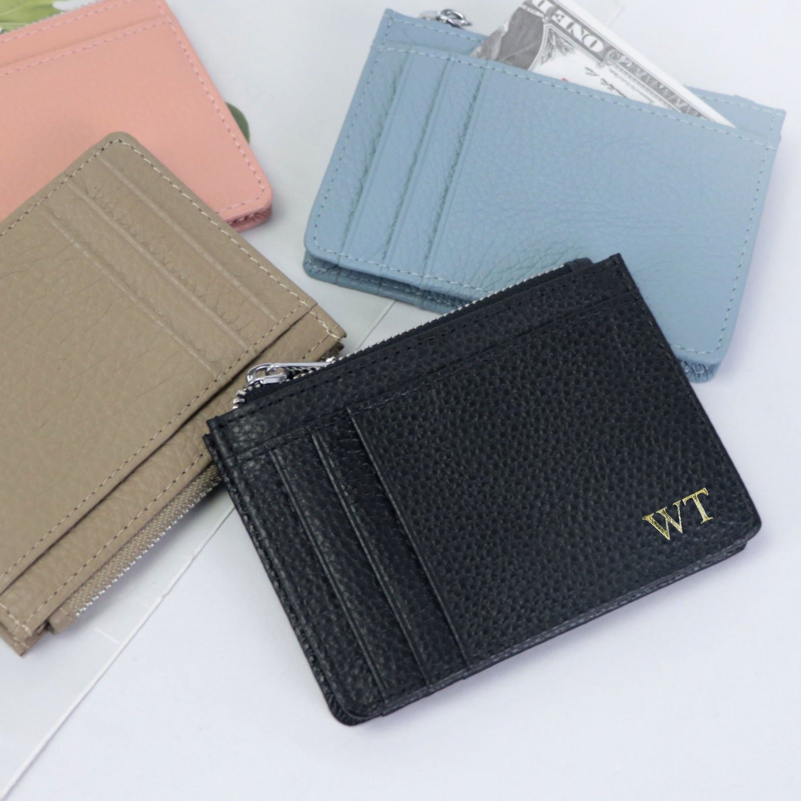 Pebble Zip Card Holder - Goldbar