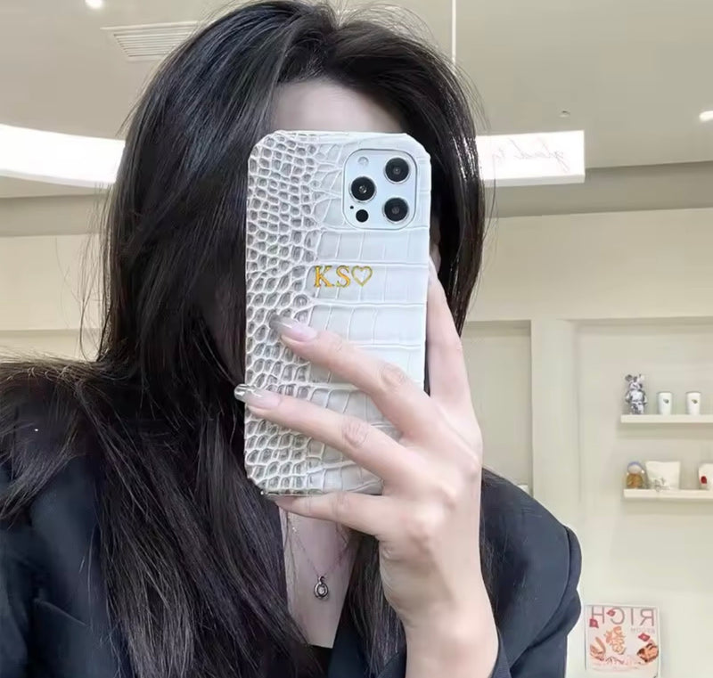 Luxe croc phone case - Goldbar