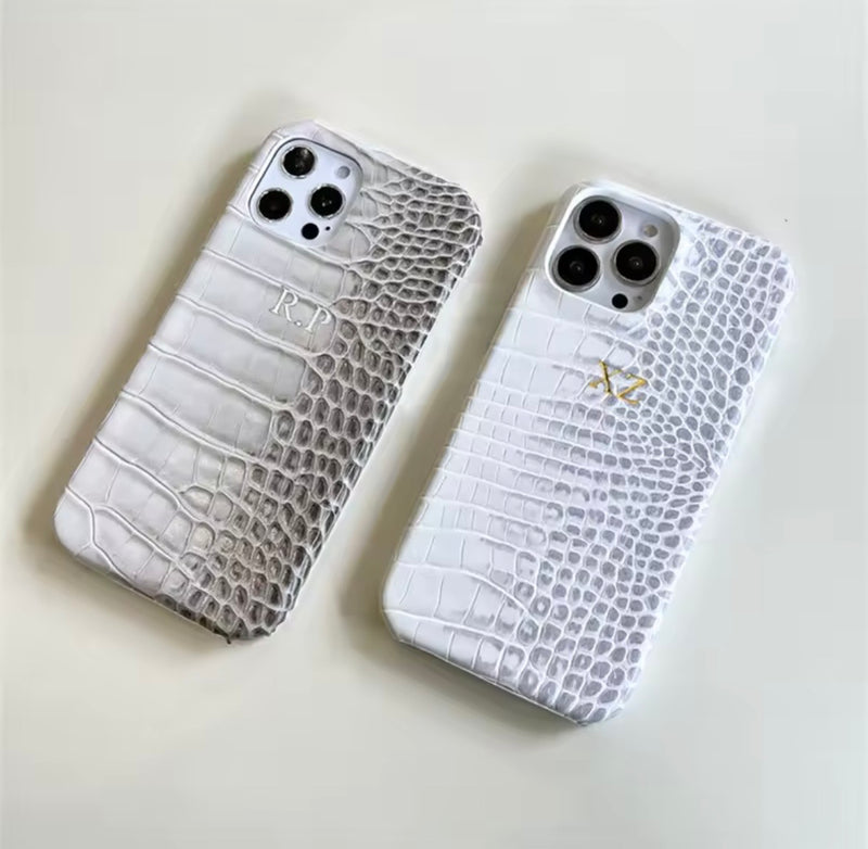Luxe croc phone case - Goldbar