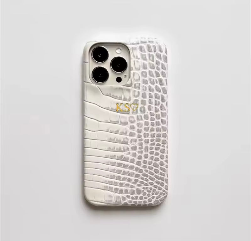 Luxe croc phone case - Goldbar