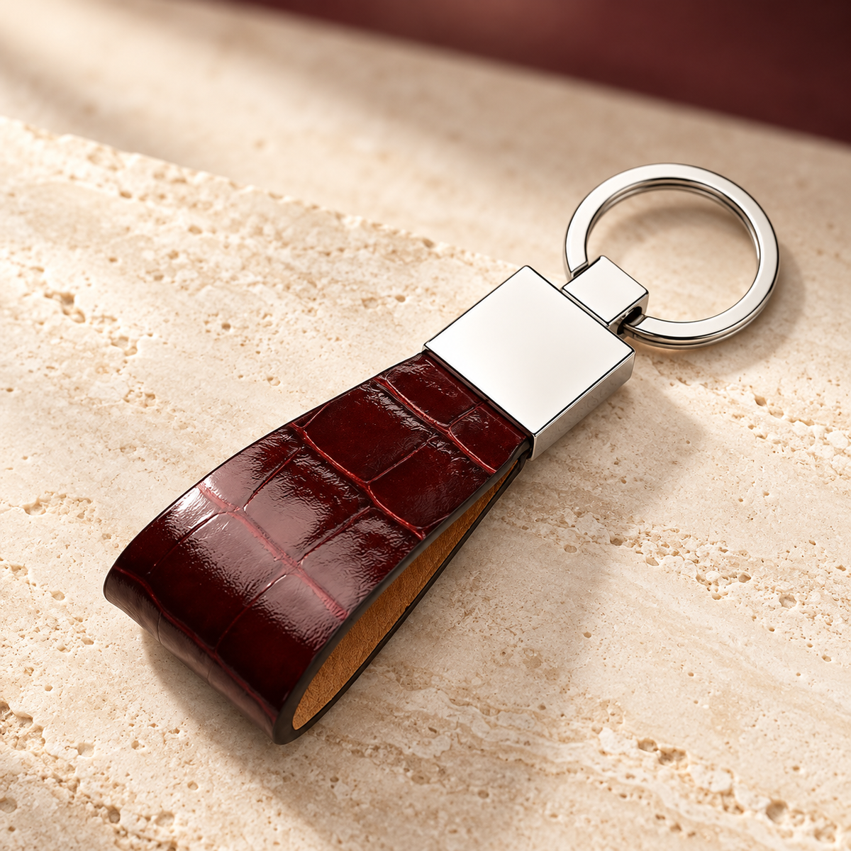 Roma Italian Leather Personalized Keychain - Goldbar