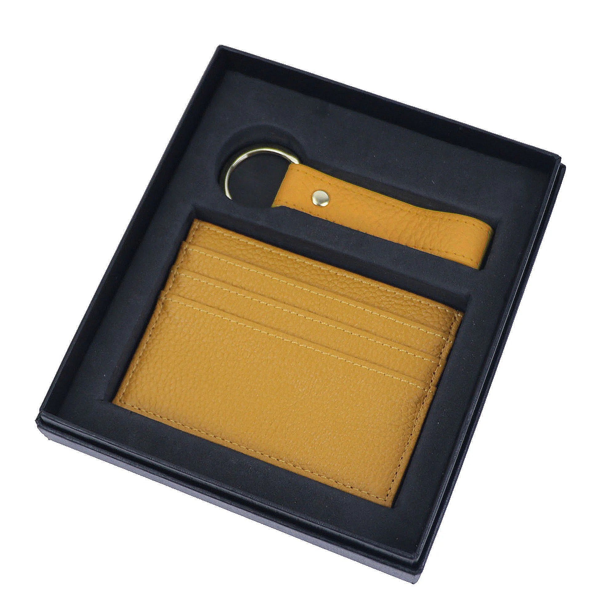 Pebble cardholder & keychain gift set - Goldbar