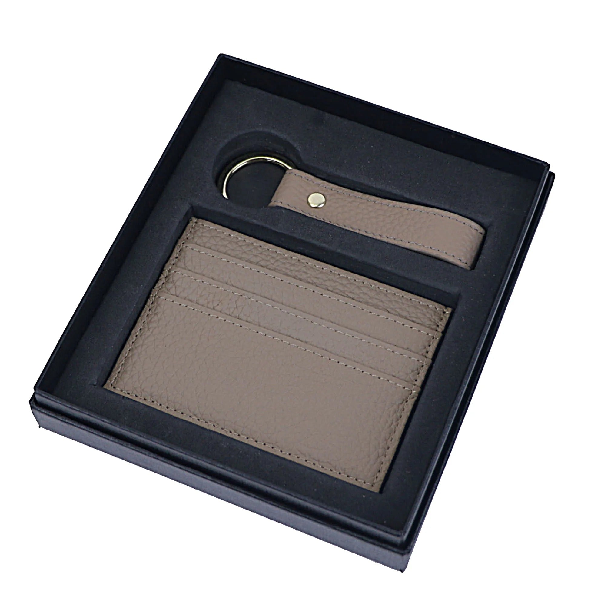 Pebble cardholder & keychain gift set - Goldbar
