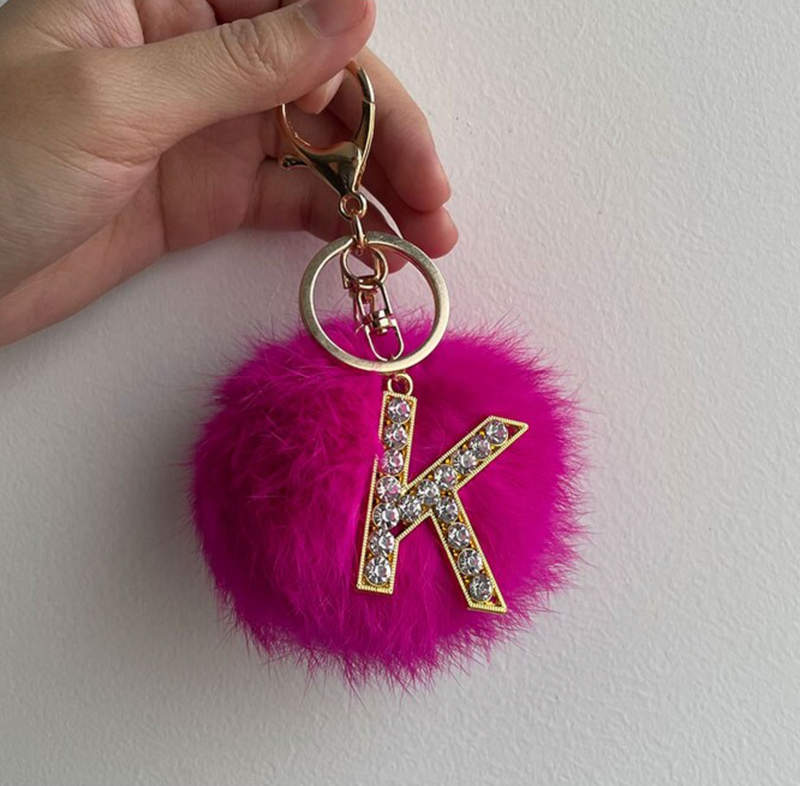 Fur Initial Key Chain - Goldbar